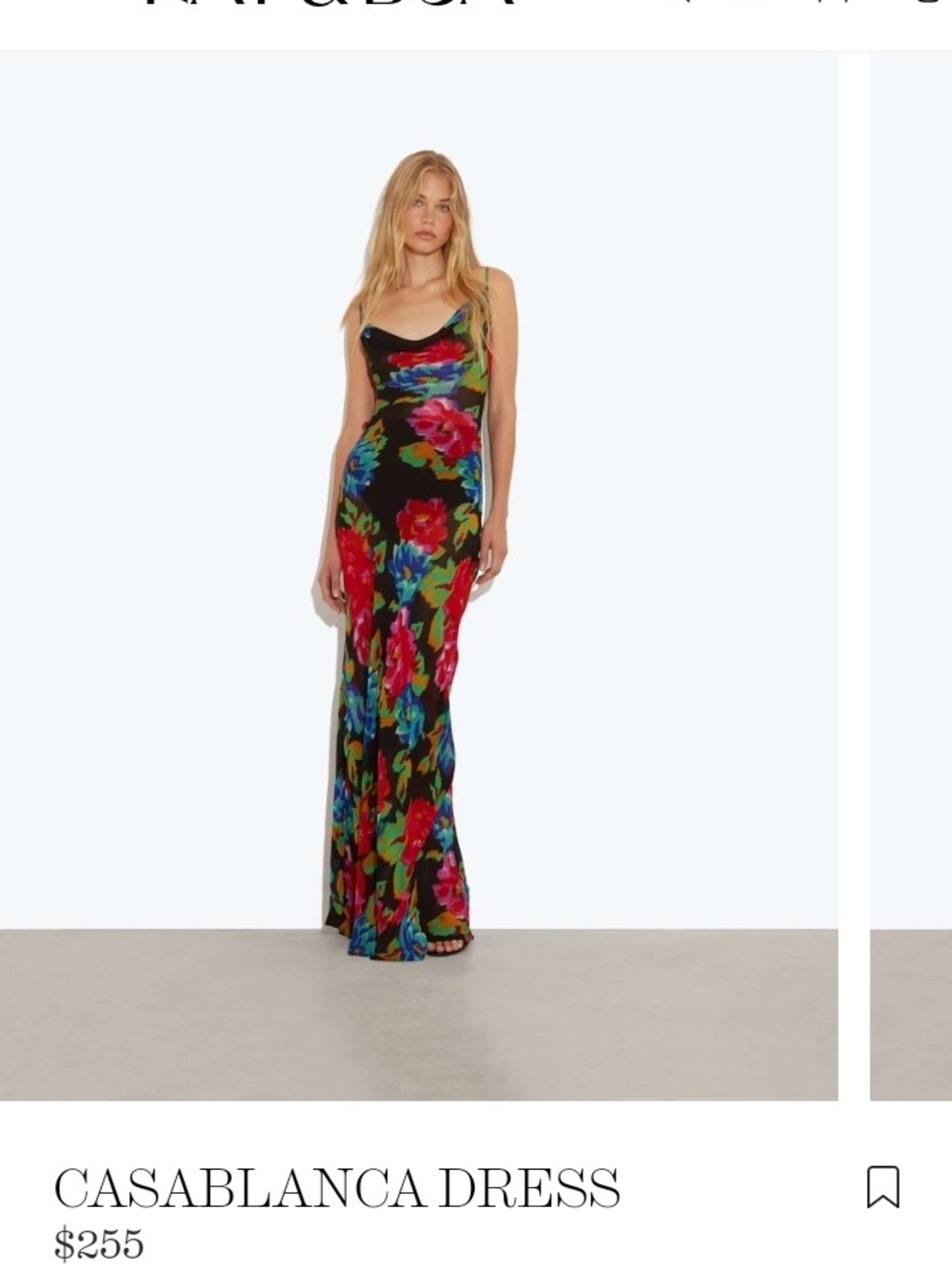 Rat & Boa Black Maxi Dress with Red, Blue & Green Floral Print